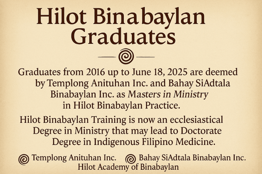 📜 Official Announcement from Templong Anituhan Inc. and Bahay SiAdtala Binabaylan&nbsp;Inc.